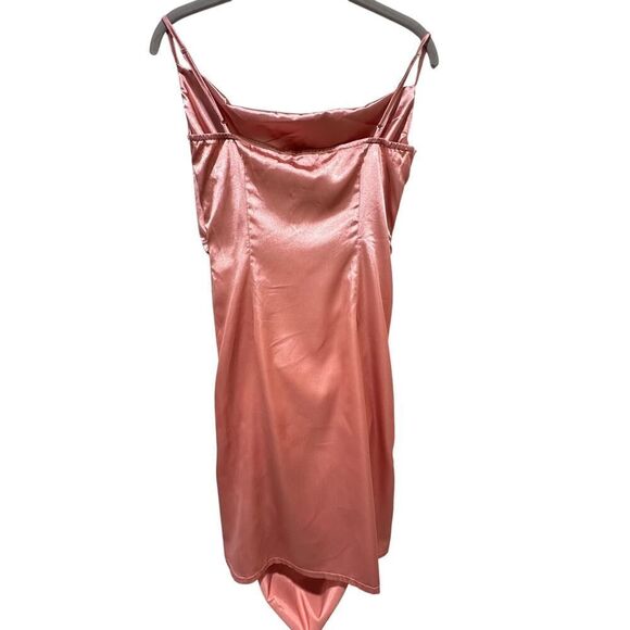 NWT Ruched Blush Satin Mini Slip Dress SZ 10 Tall Elegant Coquette Office Siren - Picture 6 of 16